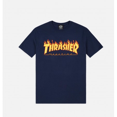 Thrasher Flame Logo T-Shirt Navy Blue