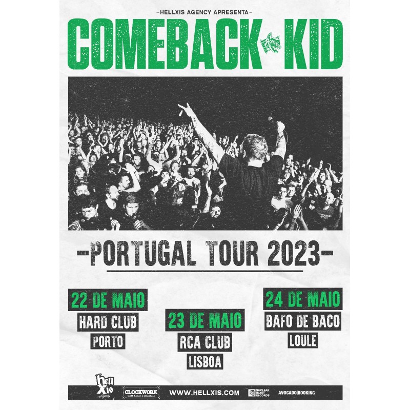 Comeback Kid - 22 Maio 2023 - Hard Club - Porto bilhete electrónico