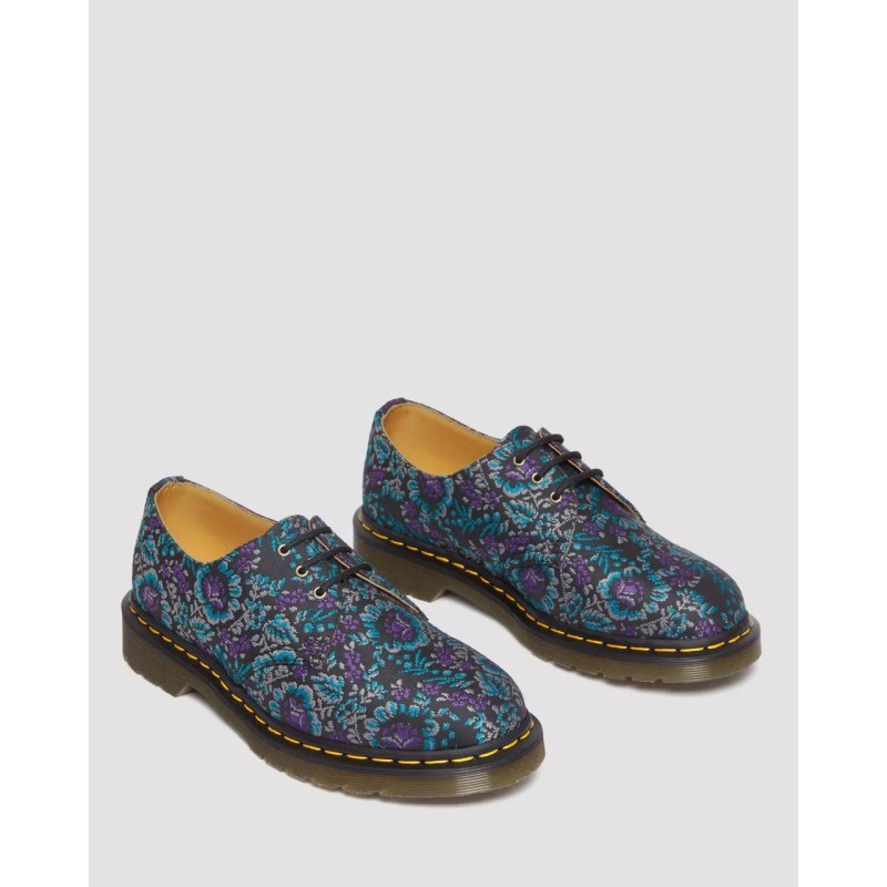 Dr.Martens 1461 Floral Jacquard Black+Purple Oxford Shoes